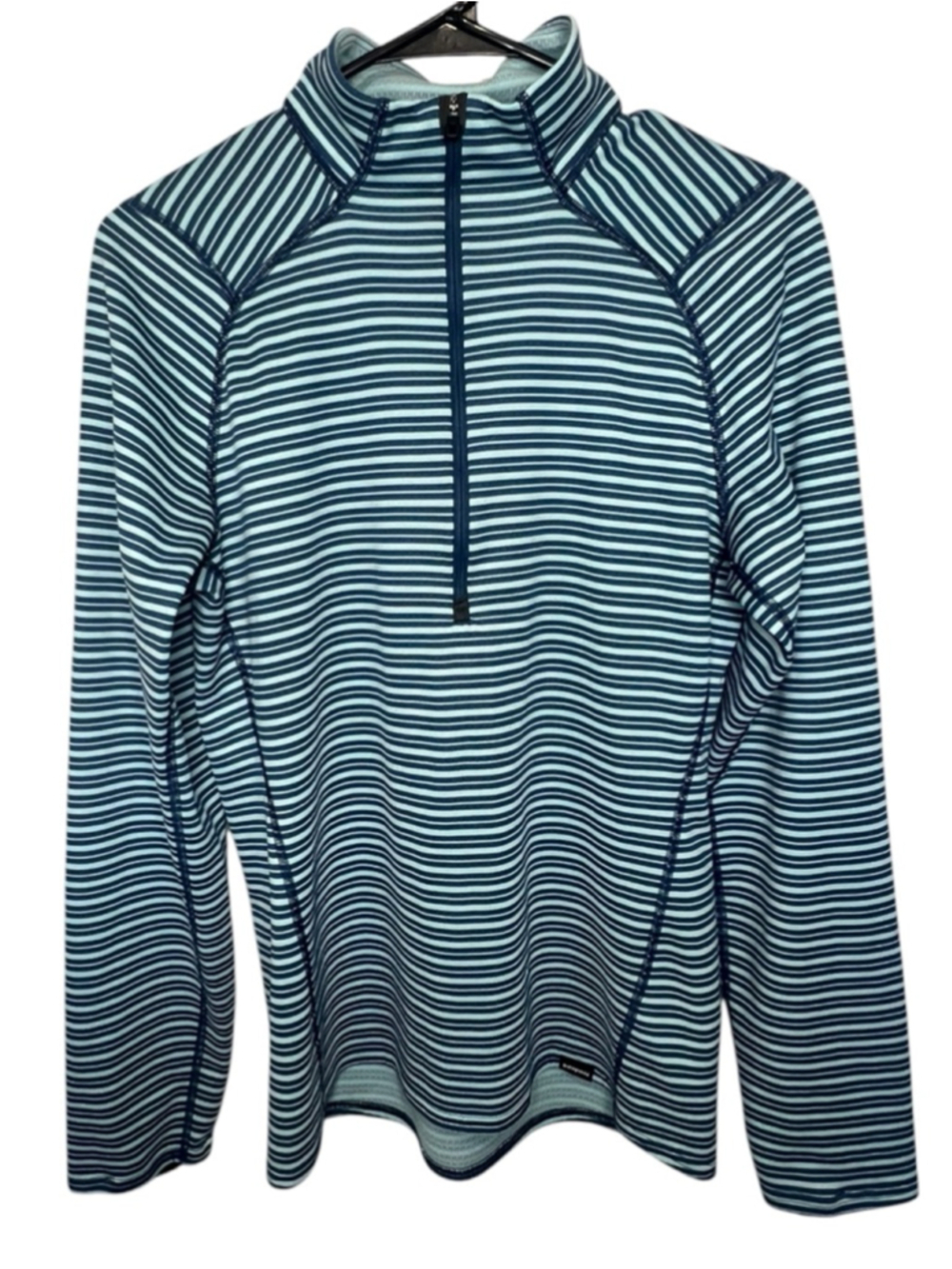 Patagonia Capilene 3 Midweight Quarter Zip Base Layer Blue Striped Pullover